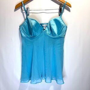 La SENZA Vintage Y2K Teal Babydoll Lingerie Top XLarge